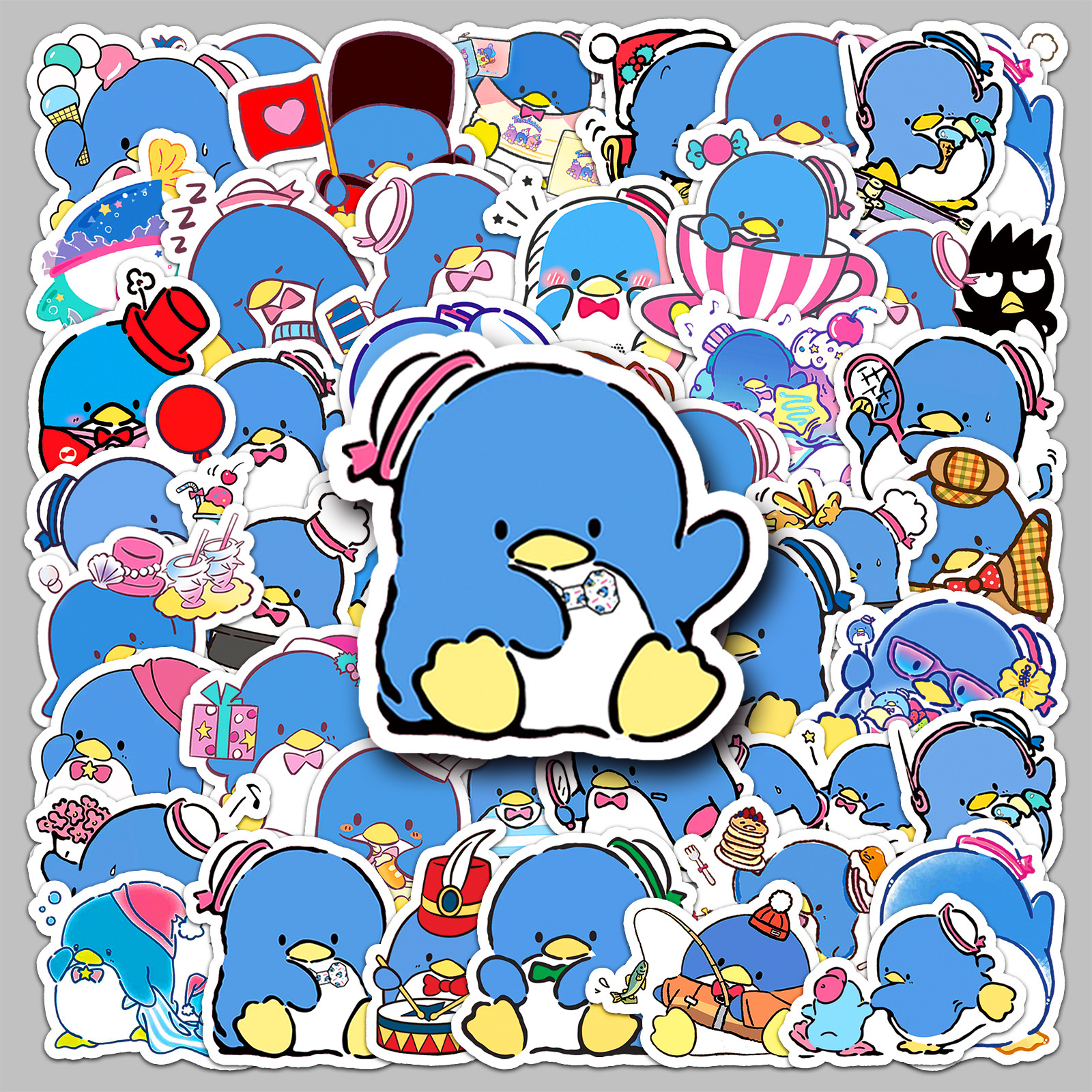 50 Sam penguin cartoon stickers Sanrio TuxedoSam cute blue waterproof decorative computer stickers