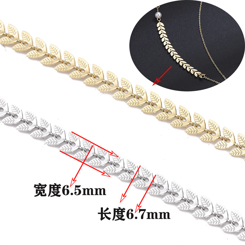 Spot gold wheat pearl necklace chain diy new stainless steel bracelet clavicle chain with semi-finished products