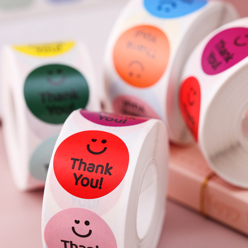 Stickers ins style Korean rainbow smiling face thank you thank you seal sticker sticker roll sticker