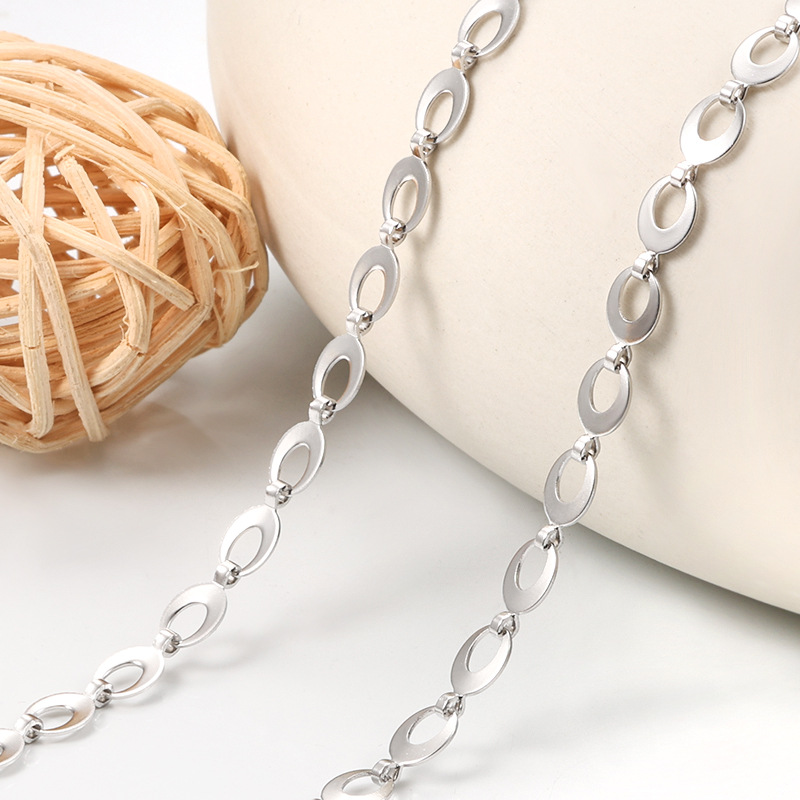 2024 new stainless steel rugby chain Oval chain non-fading necklace bracelet stainless steel chain diy in stock
