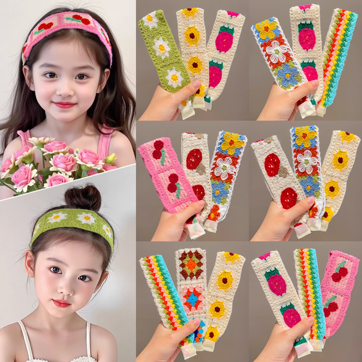 Summer Fresh Floral Magic Tape Hairband for Children, Sweet Hairband for Tidying up Stray Hair, Lazy Person's Magic Hair Clip Accessory