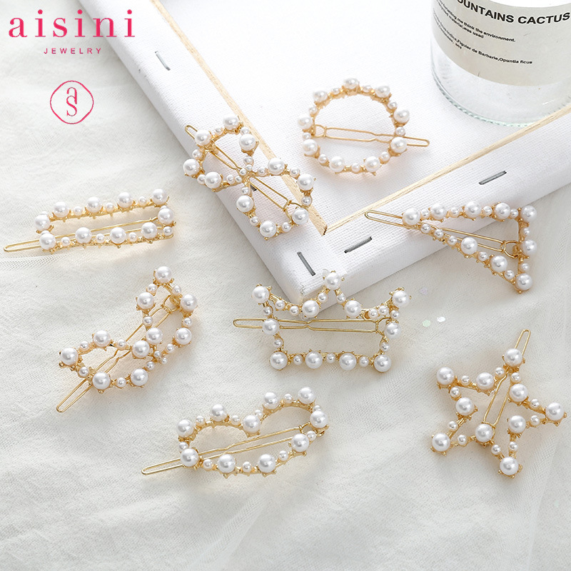 South Korea Dongdaemun New Pearl Hairpin All-match Internet-famous Metal Clip Headwear ins Style Frog Clip