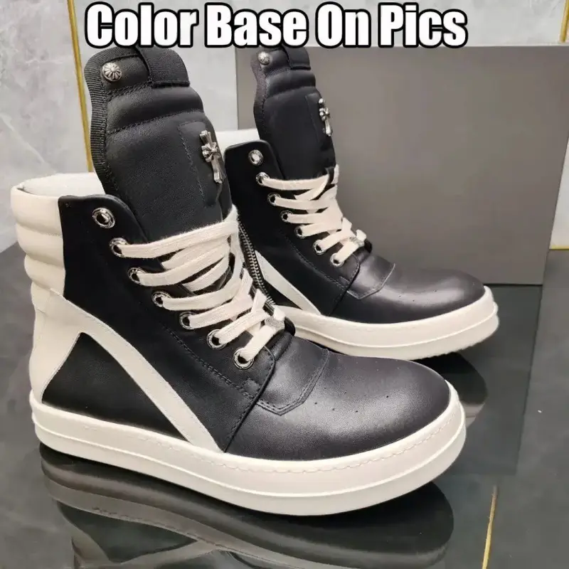 Ready-Made Versatile Casual Shoes, High-Top Multi-Color Leather Milk-Scented High Street Casual Walking Shoes for Men and Women, Fashionable and Versatile