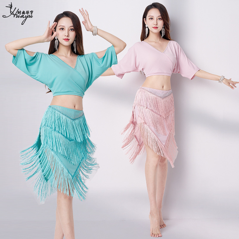Belly Dance 2025 Summer V Neck Sexy Hot Diamond Tassel Skirt Suit New Oriental Dance Performance Clothing Practice Clothing for Women
