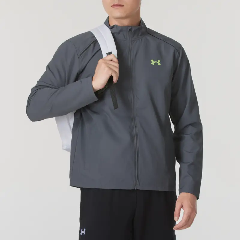 Under Armor Official Stand Collar jacket Men's Spring New arrival Training Fitness Woven Running Sports Plaid Windproof Outwear