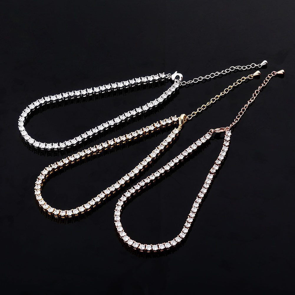 3/4/5/6mm Light Luxury High-End Starry Sky Anklet for Women, Minimalist Niche Exquisite Geometric Rhinestone Foot Jewelry