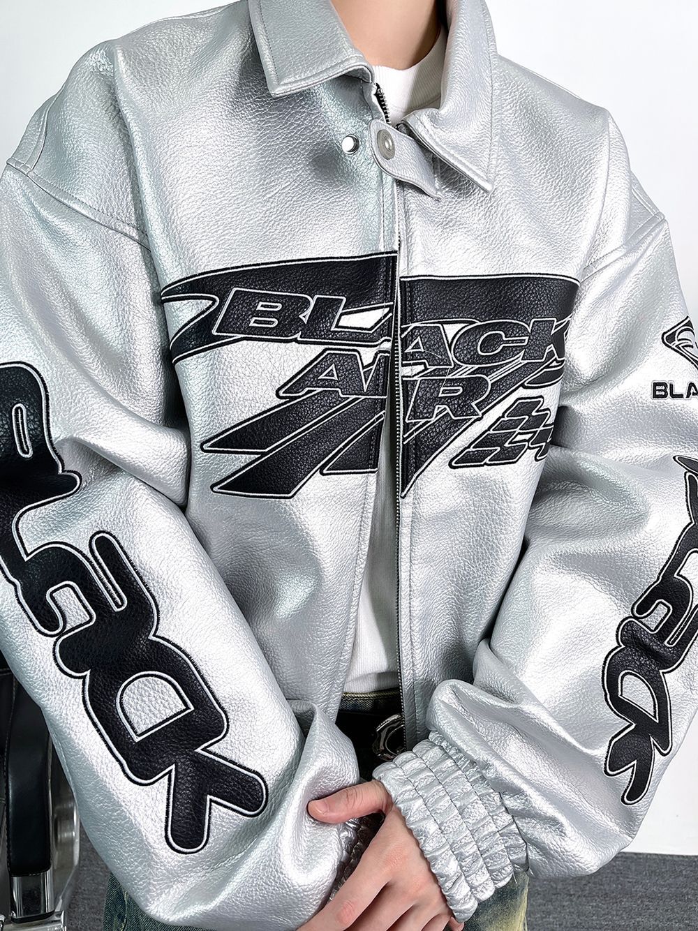 Autumn and Winter Leather Jackets, American-Style Heavy-Duty Embroidered Biker Jackets, Unisex Designer Trendy Brand Loose Streetwear Cross-Border Coats