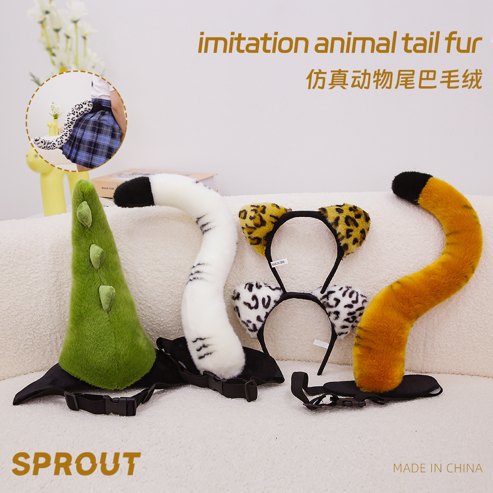 New Style Animal Tail Belt Children's Tiger Dinosaur Cat Ear Hairpin Cute Funny Trendy Toy Birthday Gift