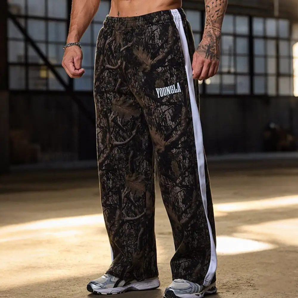 New American Style Trendy Brand Youngla Pants Striped Patchwork Sports Wide-Leg Trousers Men's Loose Casual Sweatpants