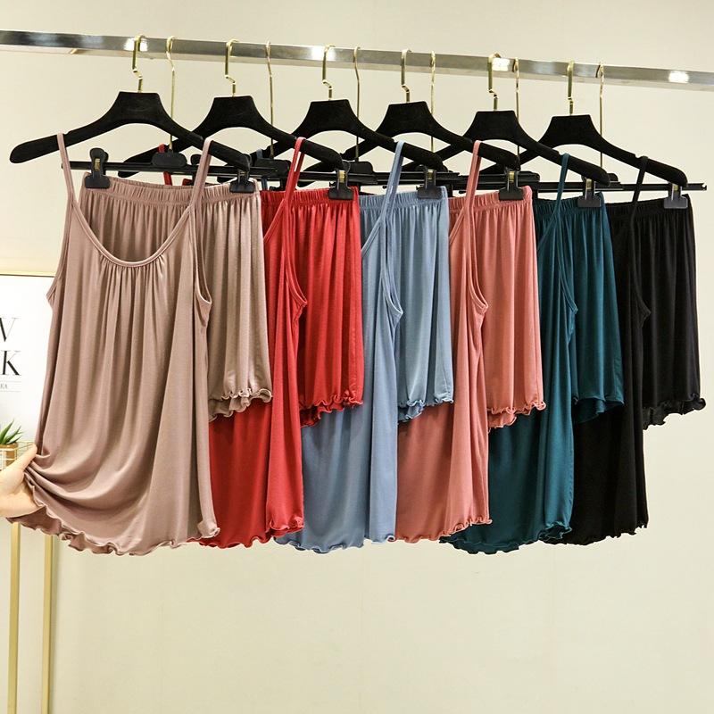 Modal Sling Shorts Set Women's Summer Loose Thin Solid Color Base Inner Slim Outer Wear Two-Piece Set