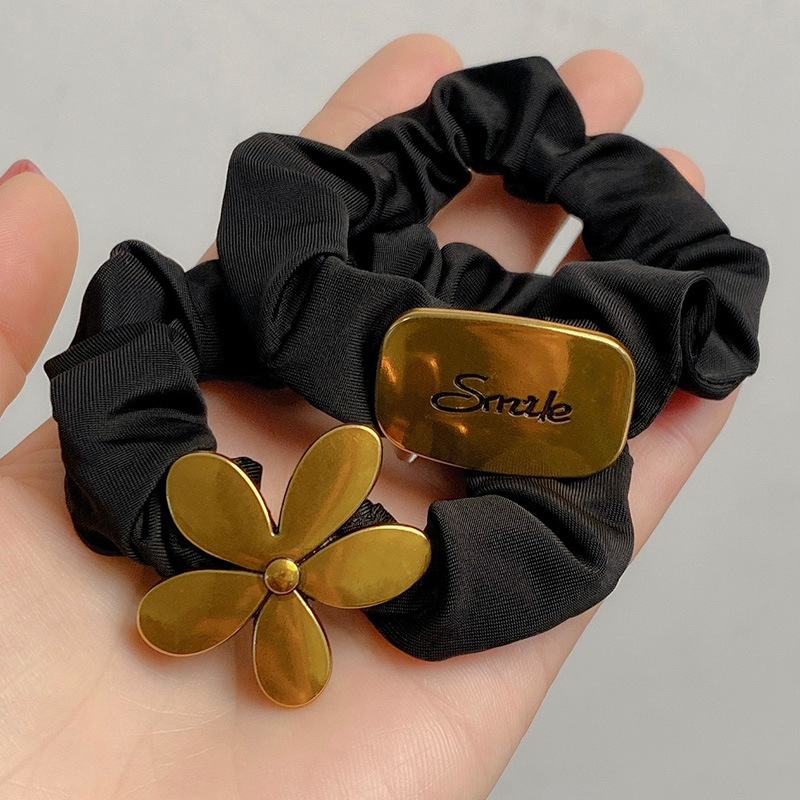Happiness is like a flower ~ middle and ancient super elastic cute headband large intestine ring hair ring Women's retro metal flower high-grade hair accessories