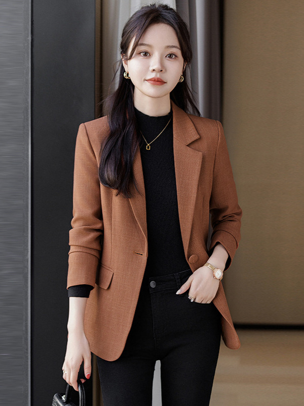 Qigu Niang Suit Jacket Women's Spring and Autumn 2024 All-match Korean Style Elegant Slim-fit Waist Suit Top