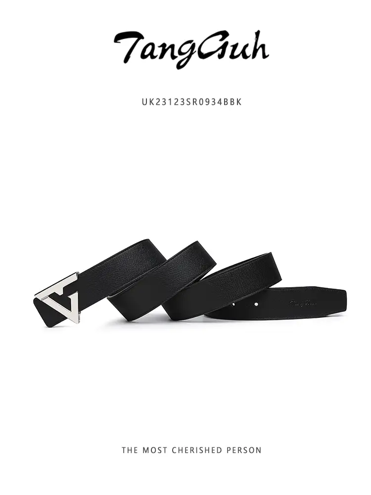 (Luxury Model) Tangguh Buckle Belt Men Pure Cowhide Belt Genuine High-End Brand Gift