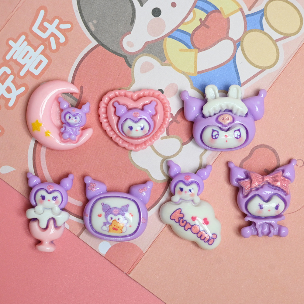 bright purple kulomi series cartoon super cute resin accessories diy cream gel accessories hairpin cord decoration