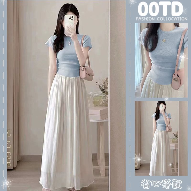 Summer dress with a set of light ripe Korean style dress summer dopamine wear milk style sweet two-piece suit