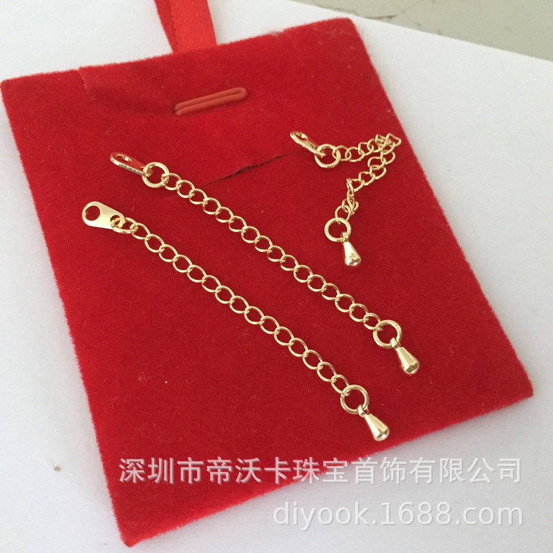 Copper Plated 14k real gold extension chain side chain 2.3mm chain wide whip chain DIY bracelet necklace tail chain accessories
