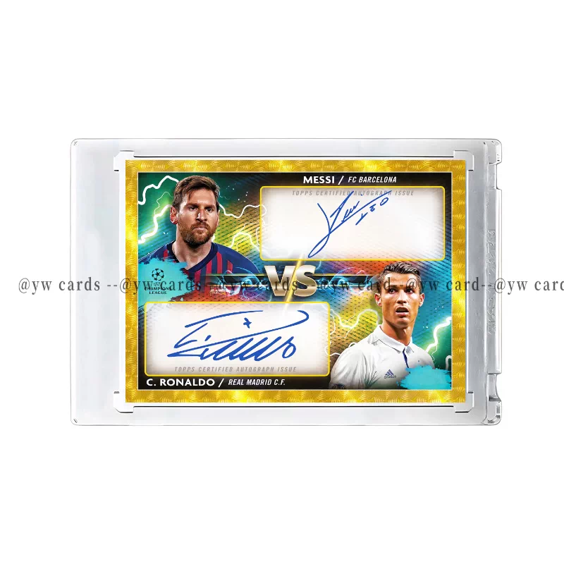 Messi\u0026Ronaldo Double Signature Star Card 1/1 Compilation Unofficial Homemade Card Reflecting Carmelo Double Signature Silver Fold