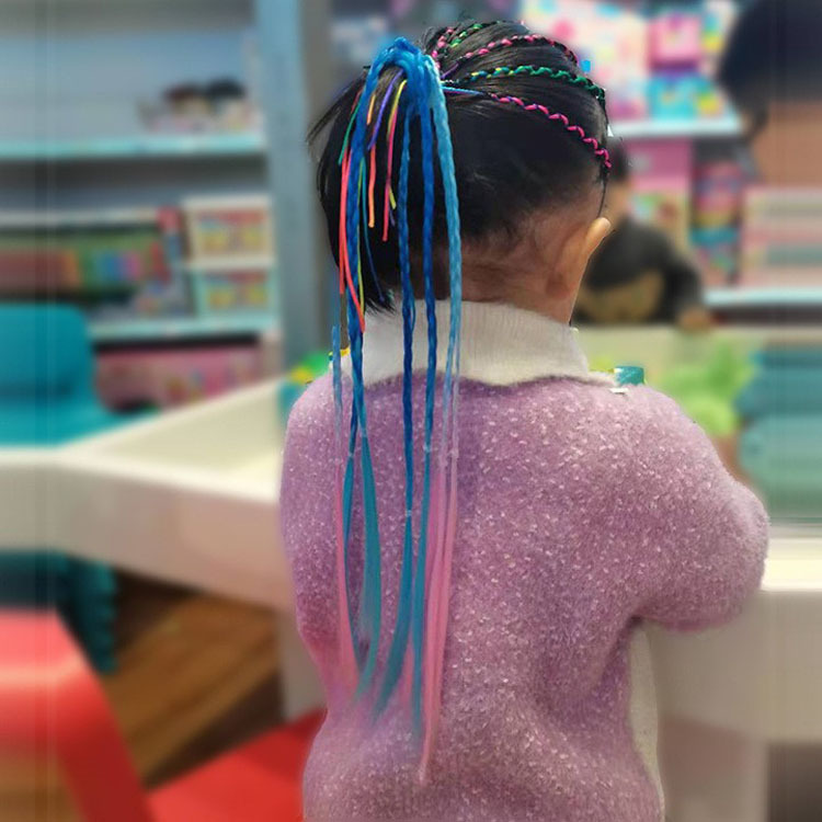 Color children's small braid hair ring ponytail children's small braid ponytail performance color small braid