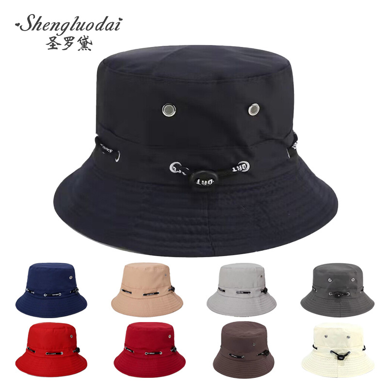 Korean version of fisherman hat fashion basin hat with air hole wear rope basin hat sunshade advertising cap all-match outdoor leisure
