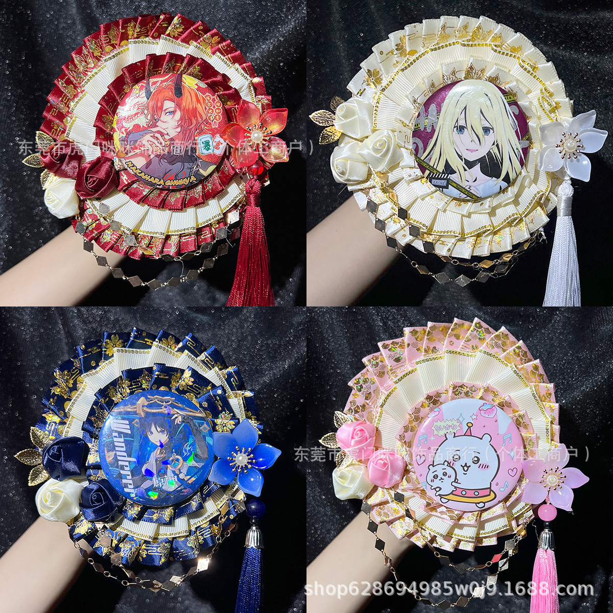 Retro Disc Tassel Bar Support New Two-Dimensional Peripheral Stereo Rotating Badge Support Bag Decoration in Stock