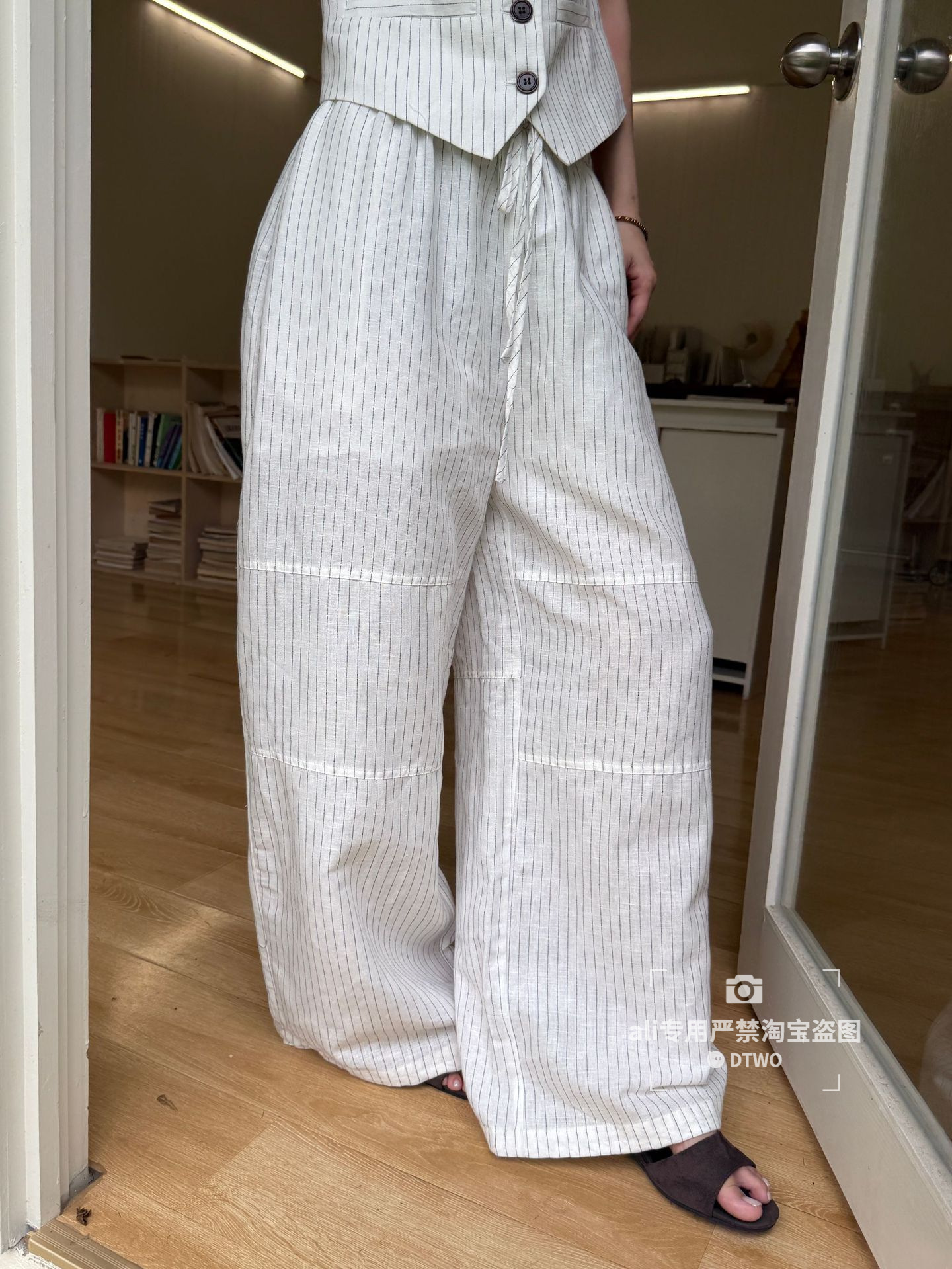 Dtwo Spring and Summer New Original Design Women's Wholesale Elastic Waist Drawstring Cotton Linen Pants 6205058