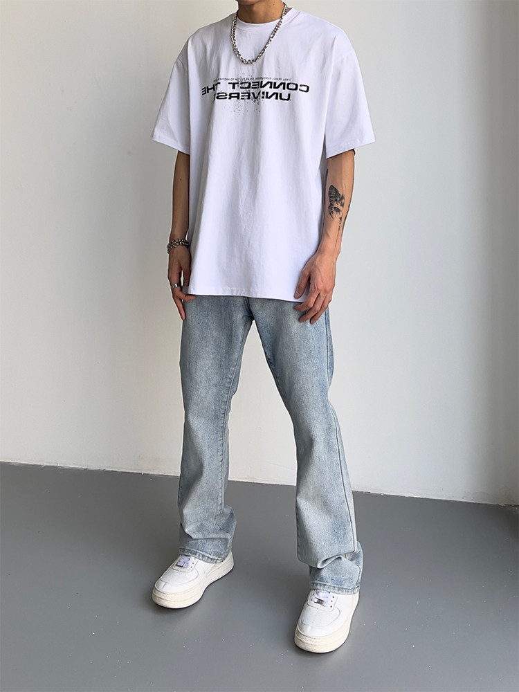 High Street Retro Casual Flared Jeans for Men and Women, New Summer High-Waisted Loose Straight-Leg Slimming Floor-Length Pants