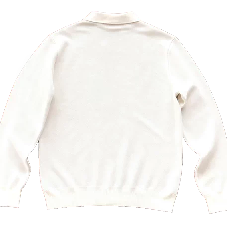 Right embroidery, two strings below, two strings, two-color lapel sweater 77012050