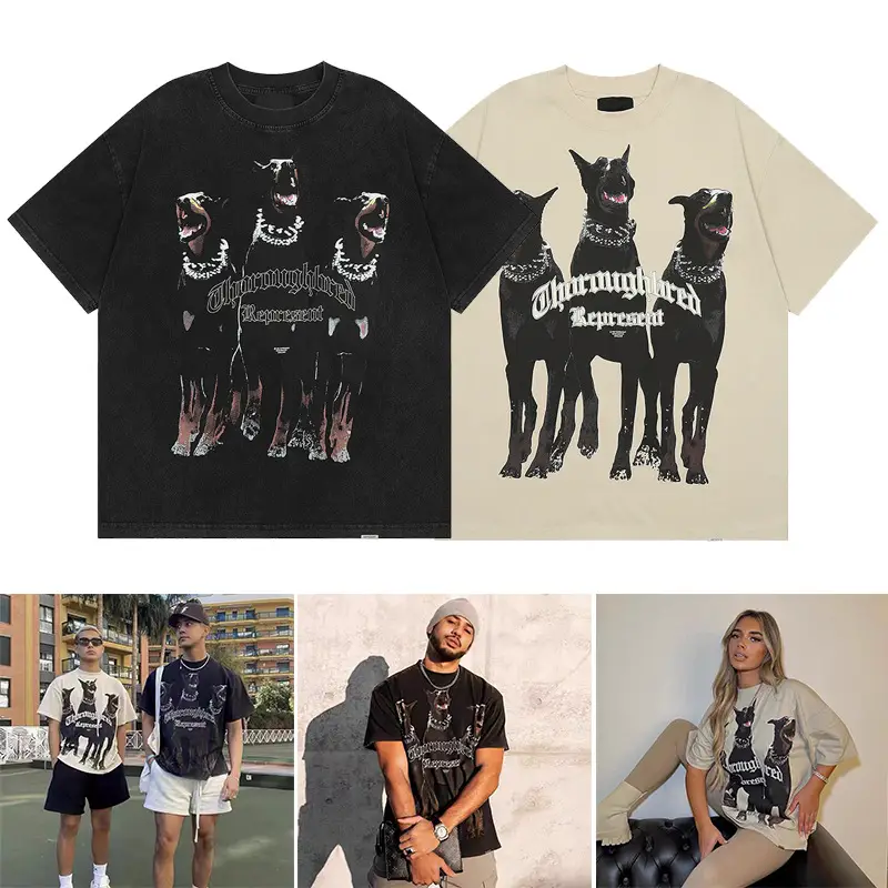 High-quality REPRESENT Doberman niche tide American summer cotton loose men's couple short-sleeved T-shirt