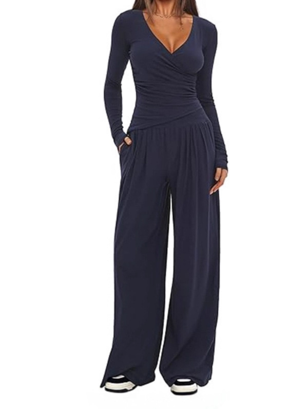 2026 Autumn/Winter Cross-Border Amazon Hot-Selling Relaxed Wide-Leg Pants Fashionable Casual Comfortable Women's Set