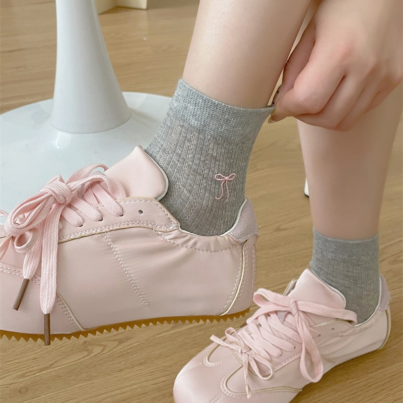 Internet Celebrity Bow Embroidered Short Socks Women's Spring and Summer South Korea Ins Mesh Breathable Thin JK Pure Cotton Boat Socks