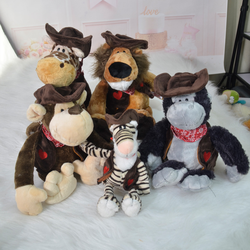 Foreign Trade Forest Animal Denim Lion Monkey Tiger Orangutan Fawn Doll Birthday Gift Plush Toy Cross Border