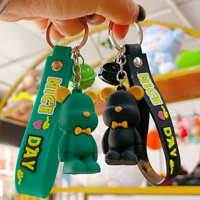 New Nordic Style Bow-Tie Bear Keychain Creative Cute Trendy Toy Ornament Small Bear Pendant Couple Backpack Decoration Wholesale