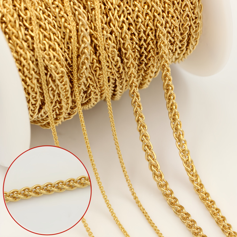 American 14K gold-wrapped Chopin chain wheat chain loose chain DIY clavicle chain bracelet necklace jewelry accessories