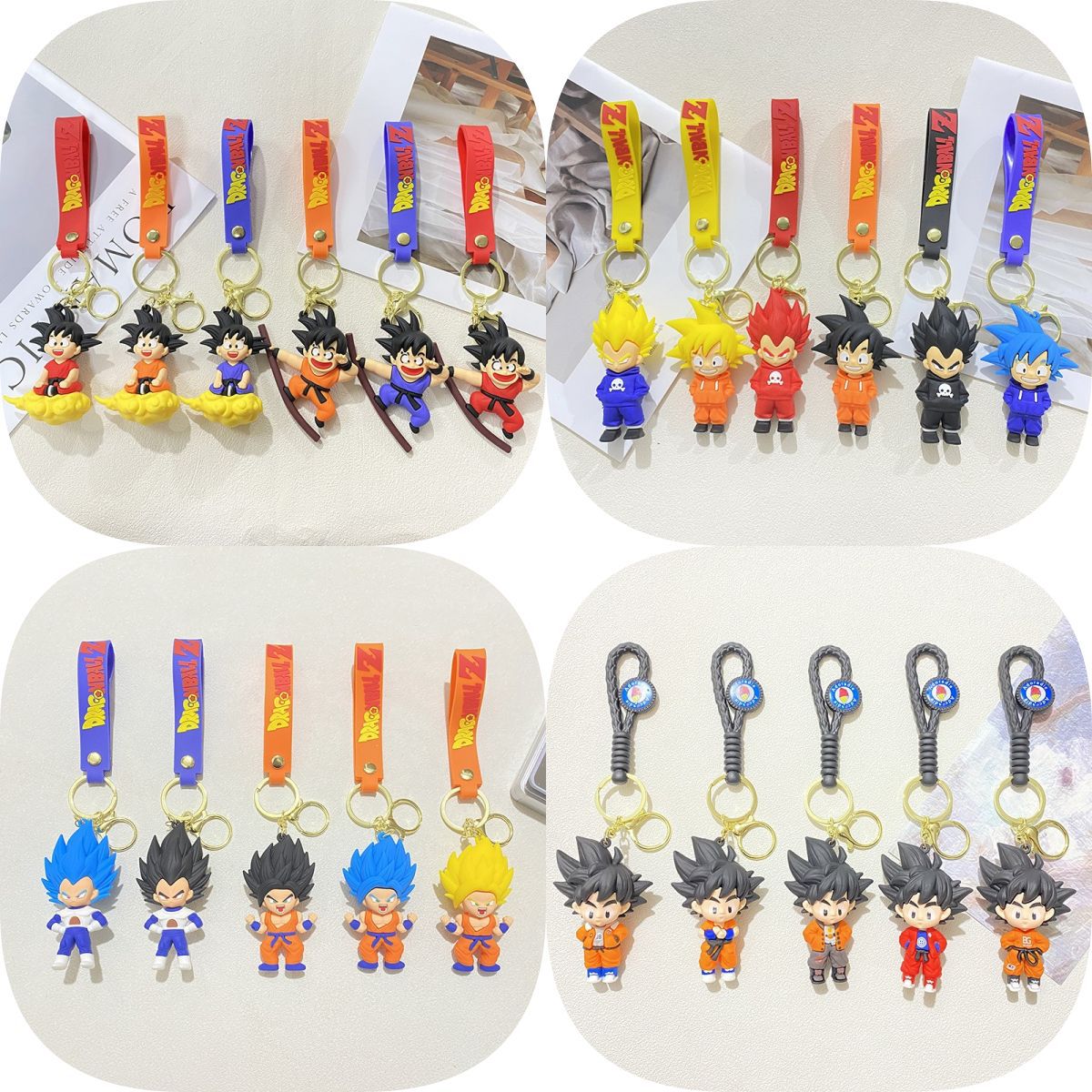 Japanese-Style Dragon Ball Silicone Figure Son Goku Keychain Pendant Anime Cartoon Character Ornament Small Gift Decoration