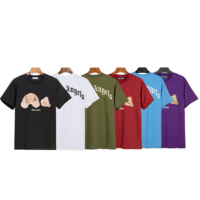 Palm Angels Palm Angel Pa Broken Bear Print Short Sleeve Trendy Brand Loose Unisex T-Shirt Summer
