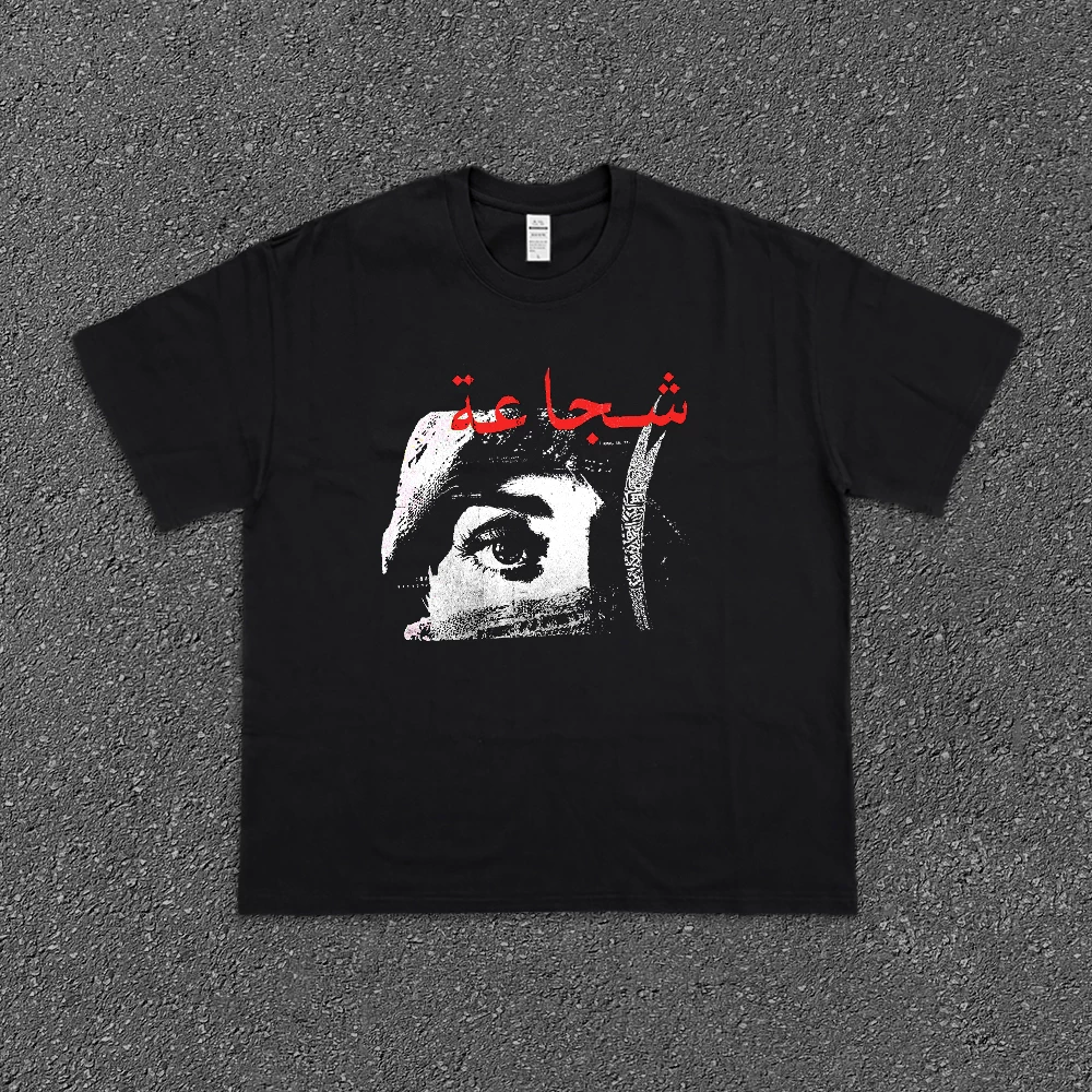 BOMBA STUDIO 250G Cotton West Coast High Street Hiphop Off Shoulder Trendy Brand Short Sleeve T-shirt with Ancient Cover