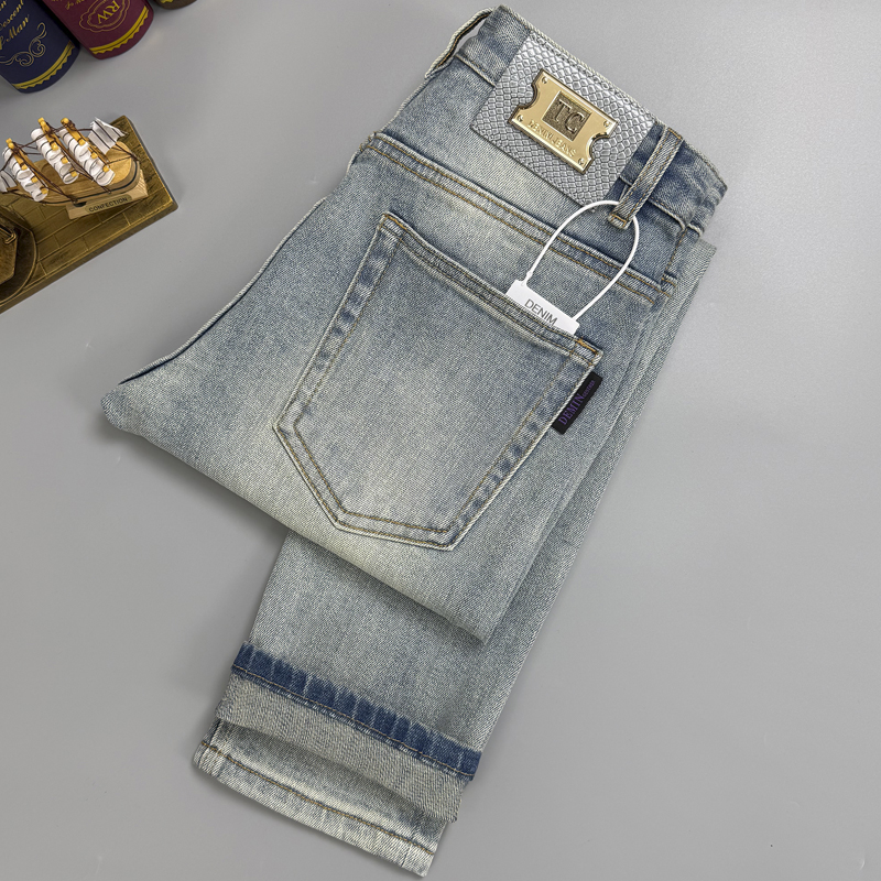 Men's Jeans, New Fashion Slim Straight-Leg Jeans, Light Luxury Hong Kong Style Pants, Xintang Jeans