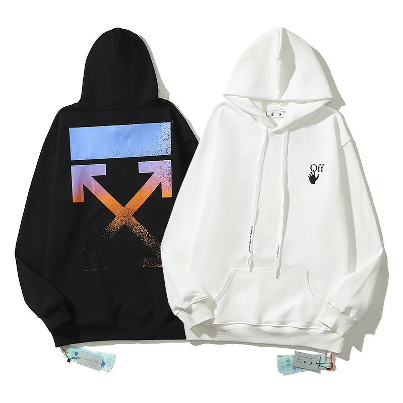 Stable Supply of Trendy Brand Off-White High-Quality Pure Cotton Terry Pullover Hoodie Unisex Loose Sweatshirt