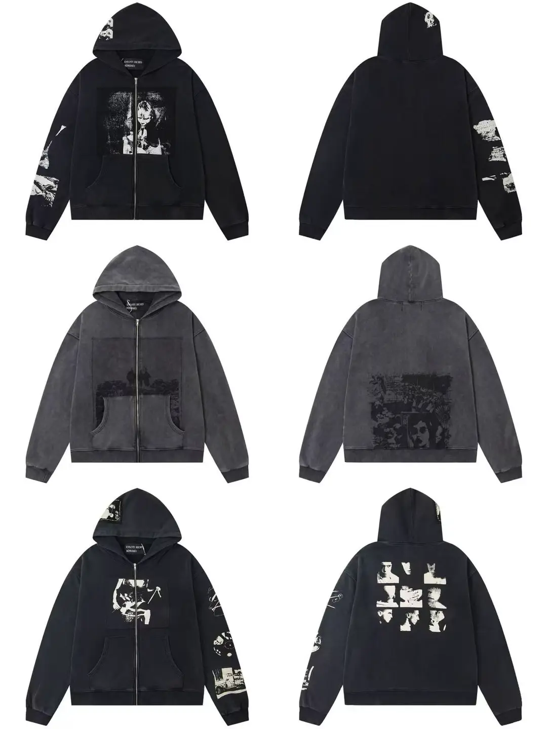 Erd Melancholic Rich Second-Generation American-Style Washed Vintage Heavy Zipper Hoodie Sweatshirt Retro Trendy Loose Jacket