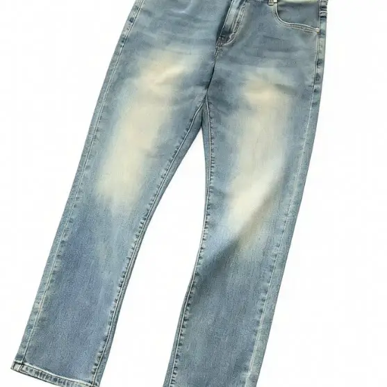 Waistband with Wide Apricot-Colored Stripes, Red Balala String, Two Diagonal Lines on the Back Pocket, Blue Jeans 66012749
