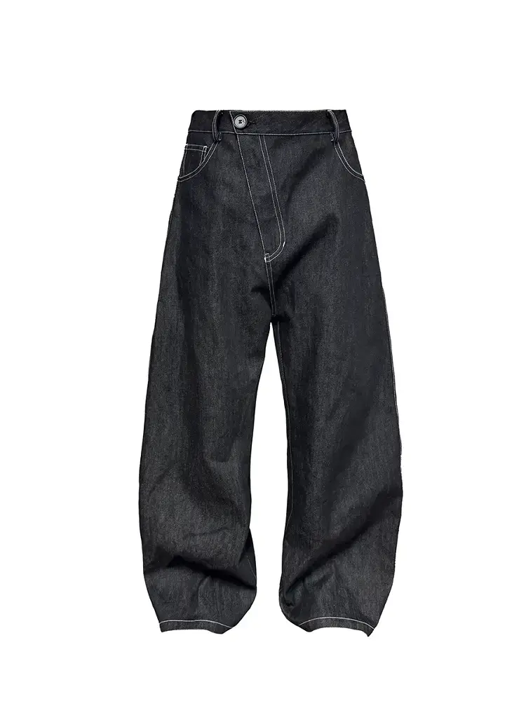 JCAESAR DENIMS diagonal placket original cow banana pants 12OZ denim large insert pocket micro curved knife version