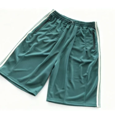 Left pocket, embroidered beard, folded side, wide stripe, broken pant line, five color elastic waist shorts 11121060