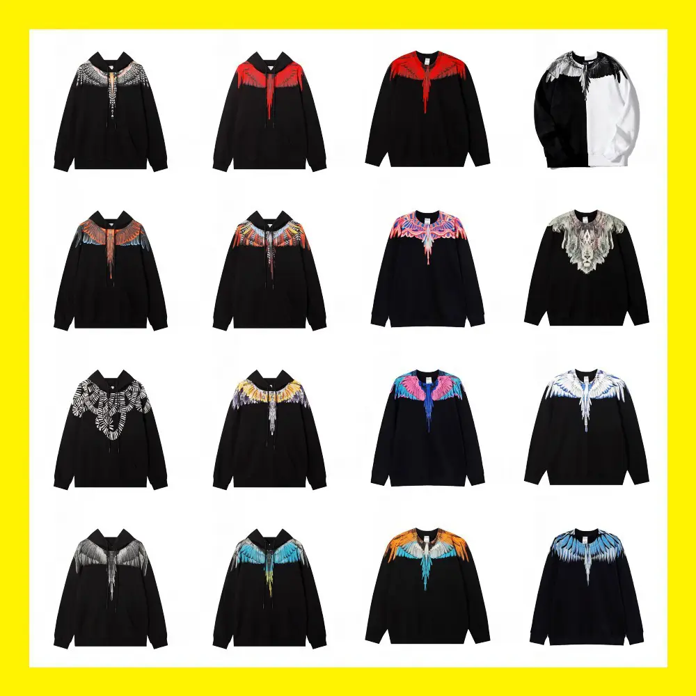 Cross-Border Wholesale Mb Colorful Feather Illusion Wings Sweatshirt Marcelo Trendy Brand Lightning Snake Year Couple Outfit Hoodie