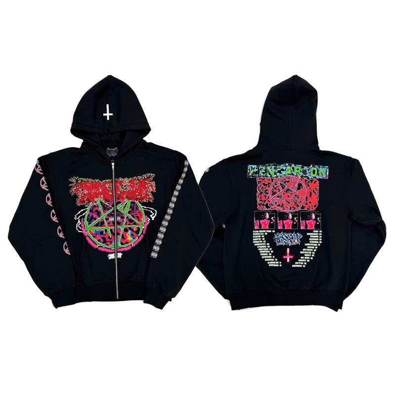 Kk11 Kencarson a Great Chaos Tour Hoodie Zipper Cardigan Jacket Opium QC 照片，来自 TAOBAO Qualit.ly