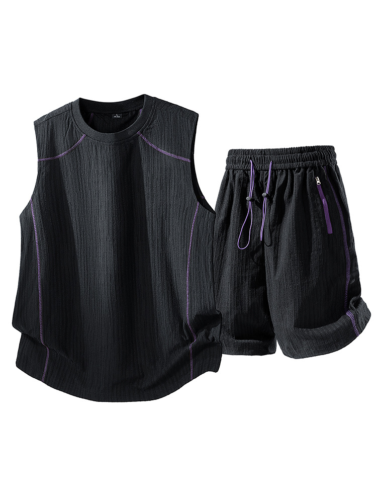 Sports Fitness Basketball Uniform Set for Men 2026 Summer New Solid Color T-Shirt Sleeveless Vest Two-Piece Set