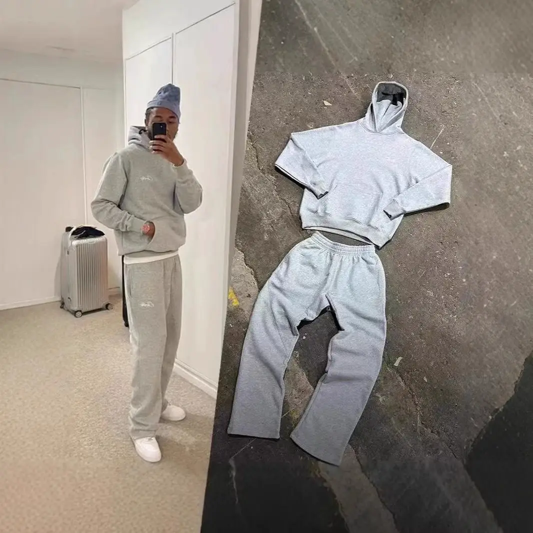高质量美式hiphop嘻哈街头刺绣字母针织卫裤男潮牌宽松运动直筒裤