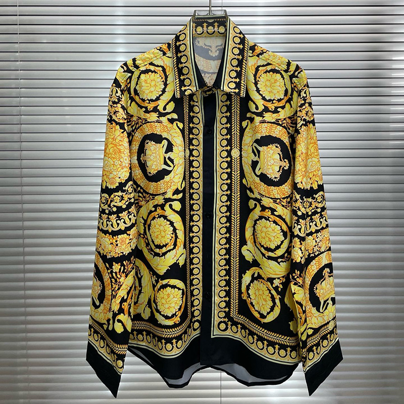 2024 autumn new European and American trend cross-border trade digital printing youth fashion men's long sleeve shirt tide