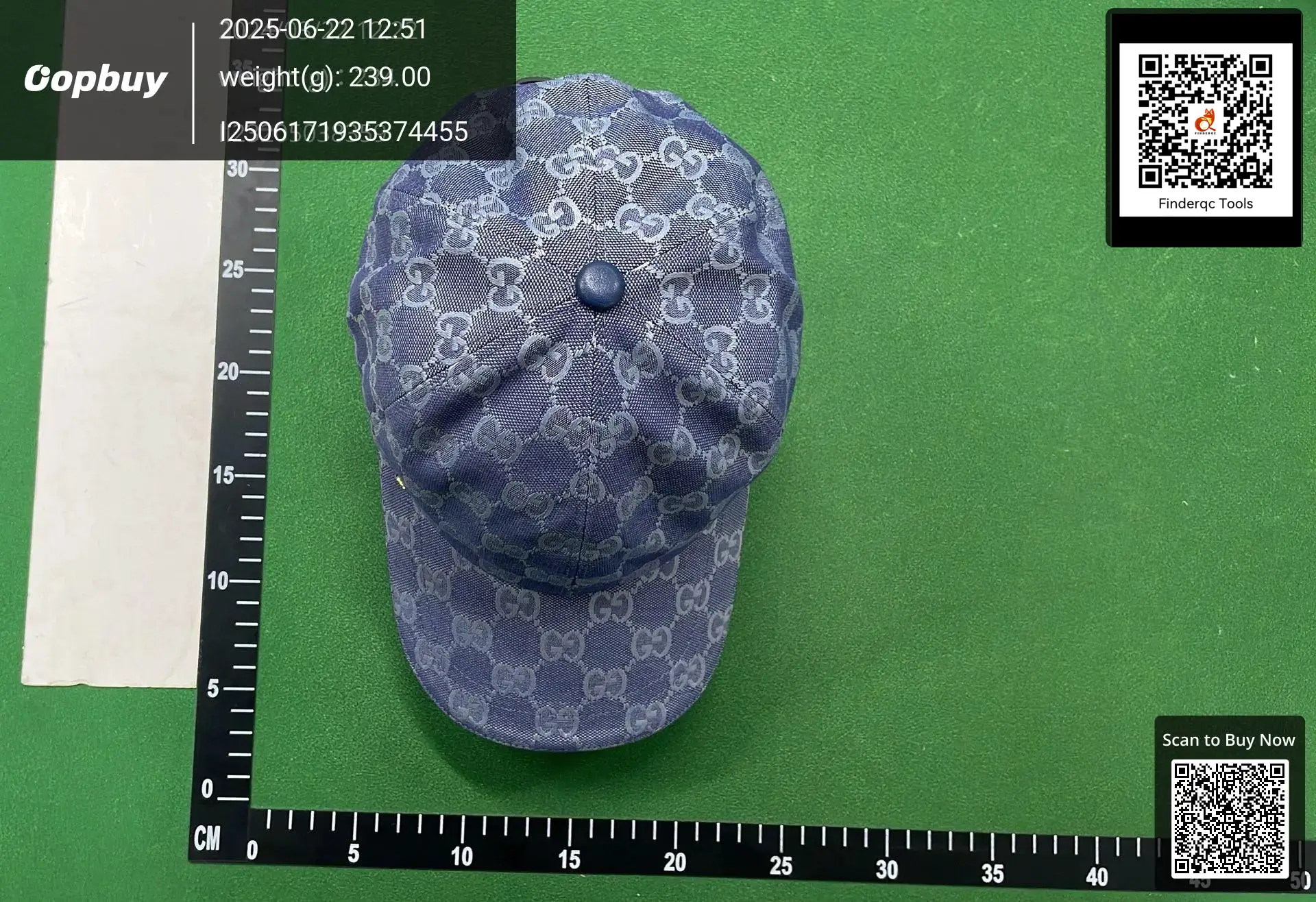 Gucci GG Monogram Baseball Cap Blue