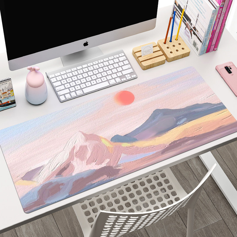 ins Nordic Oil Painting Mouse Pad Oversized Lock Edge Laptop Keyboard Student E-Sports Table Pad Simple Art