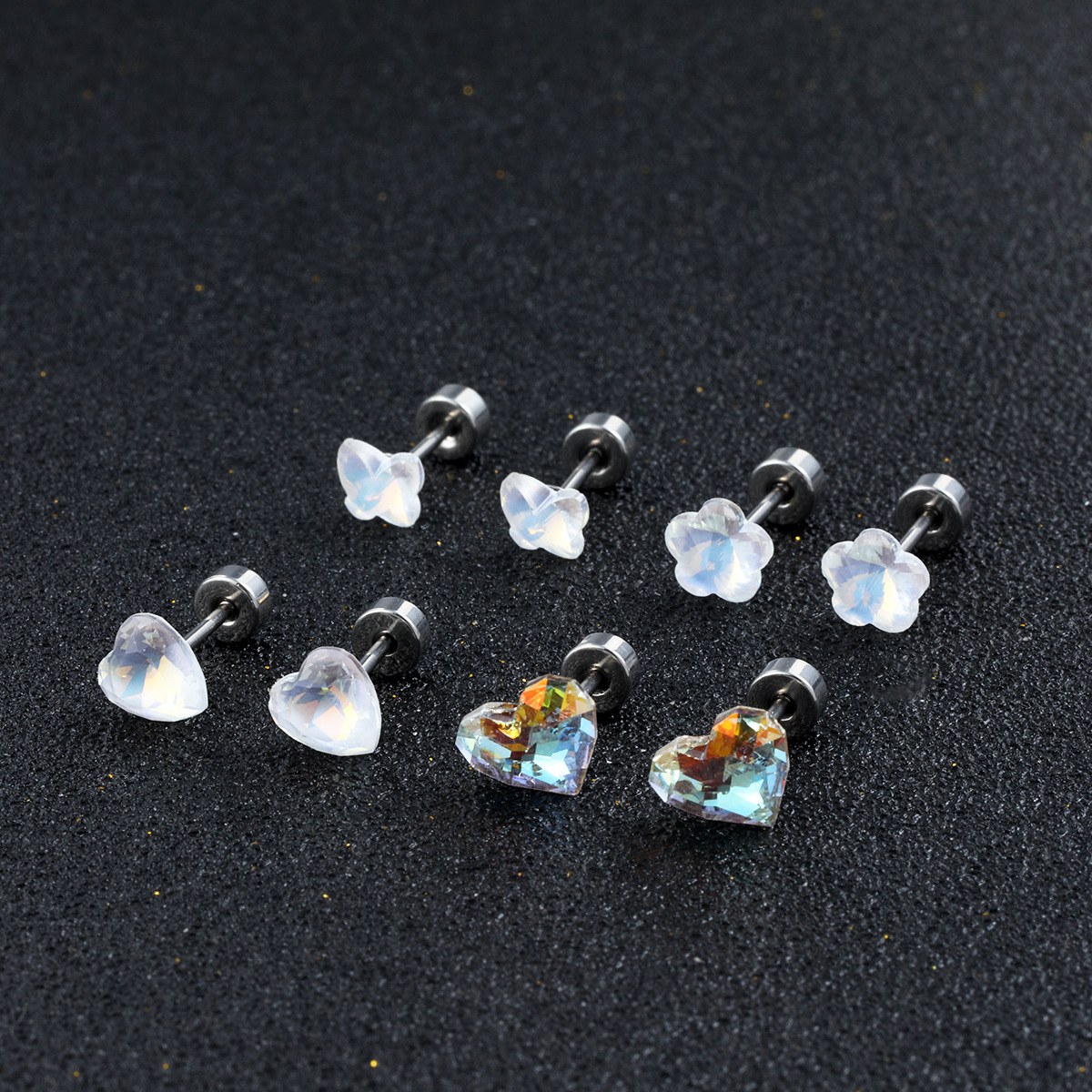 in stock High-grade Elegant Ear Nail Thread Love Flower Crystal Ear Nail Niche Design Fashion Lip Nail Earrings